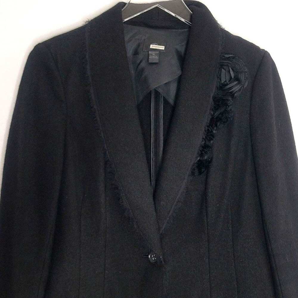 Banana Republic Wool Blazer M Black Rose‎ Button Jacket Y2K Goth